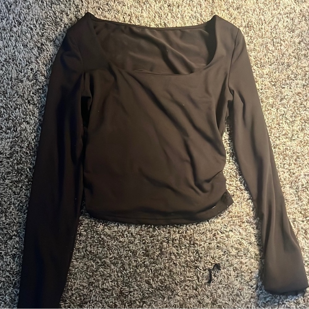 Elegant Brown Long Sleeve Top